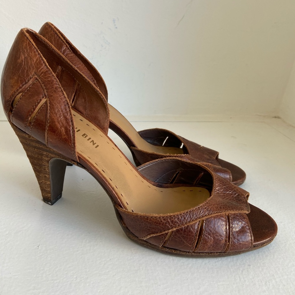 Leather Peep Toe Heels